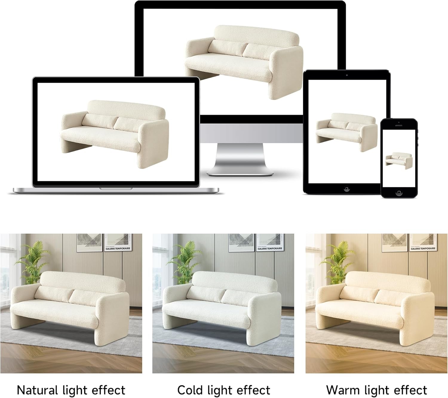 Comfy Two Seater Loveseat Sofa with Waist Pillows