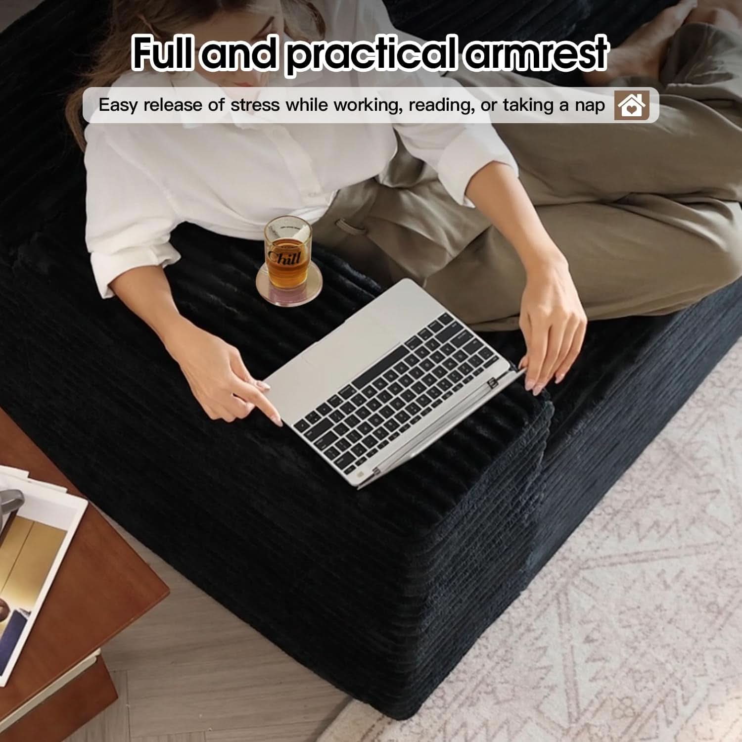 Comfy U-Shaped Sectional Sofa With Chaise And Ottoman