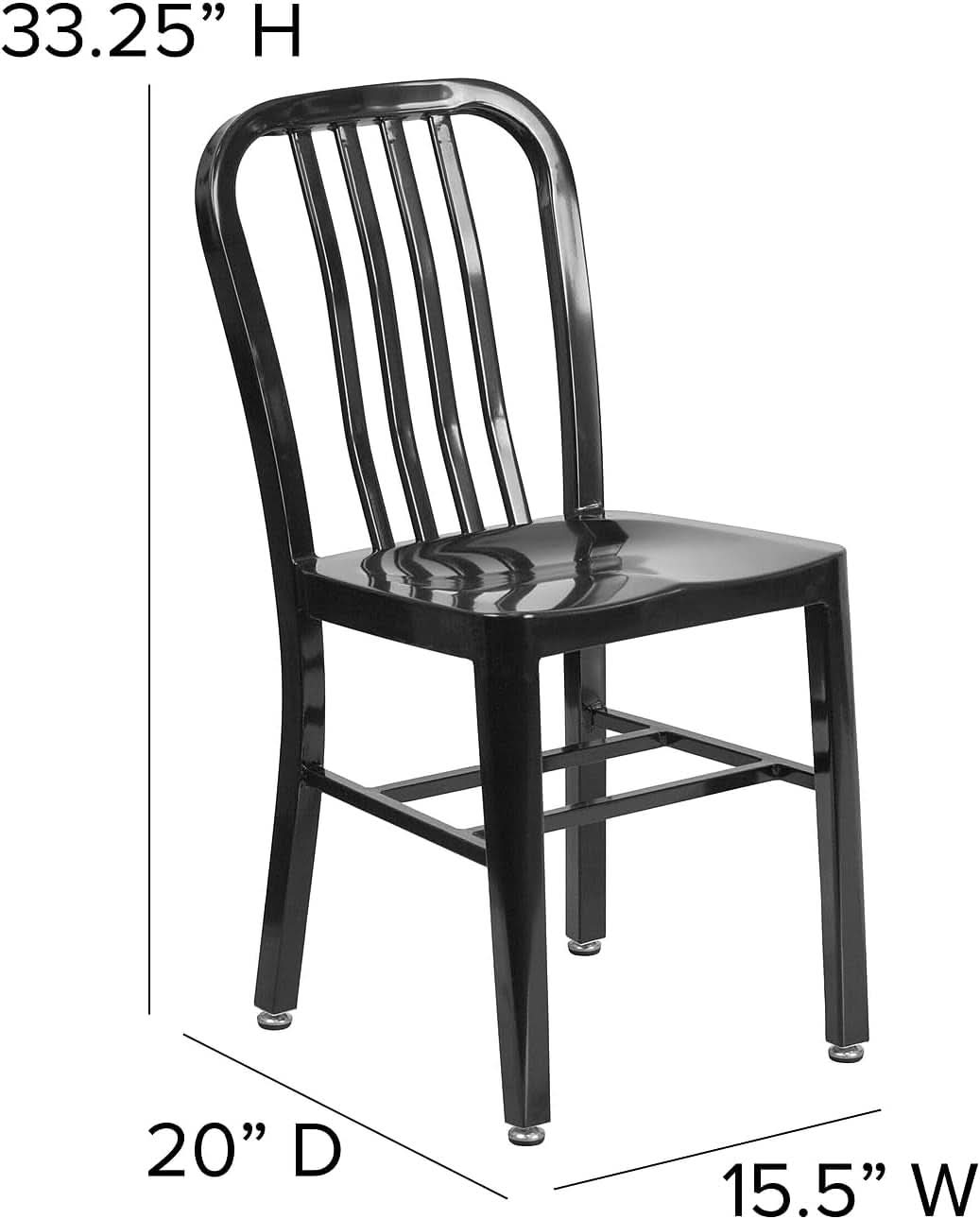 Commercial Grade Black Metal Indoor Outdoor Dining Chair