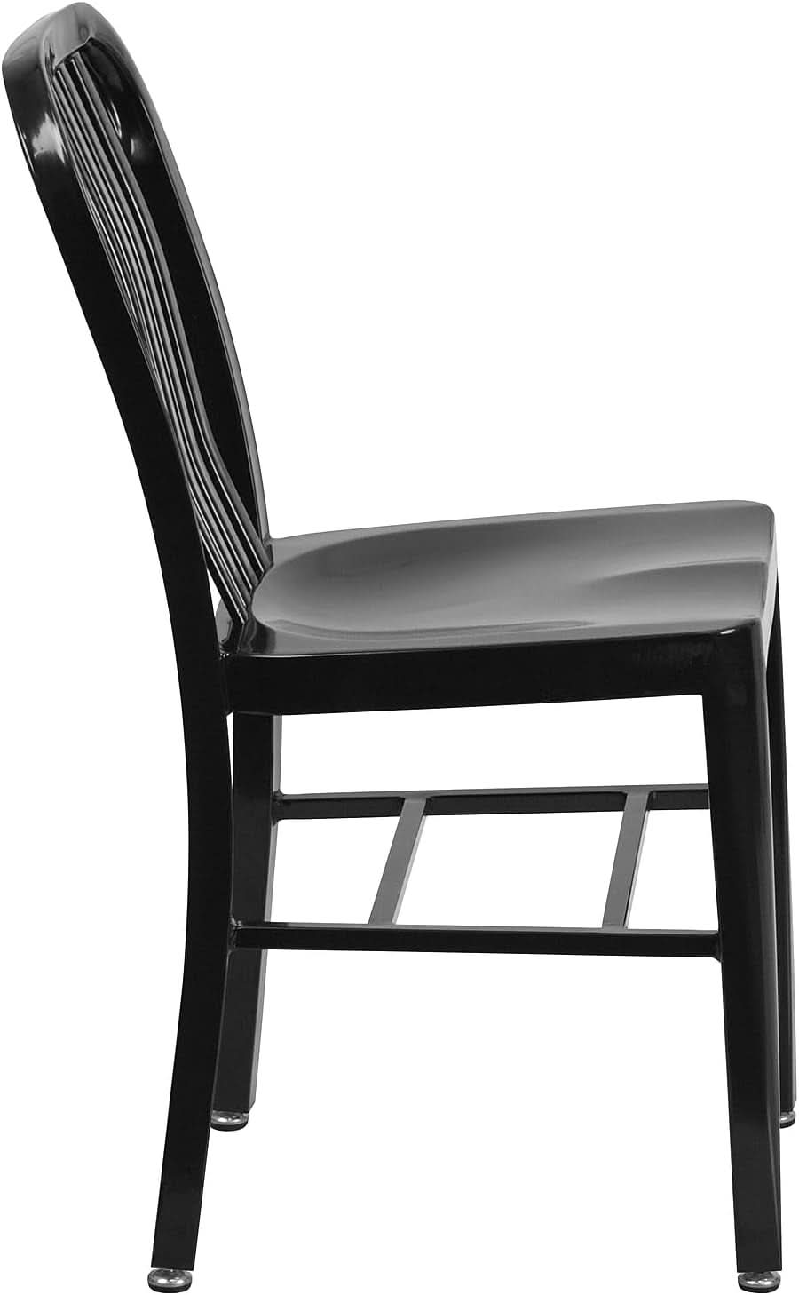 Commercial Grade Black Metal Indoor Outdoor Dining Chair