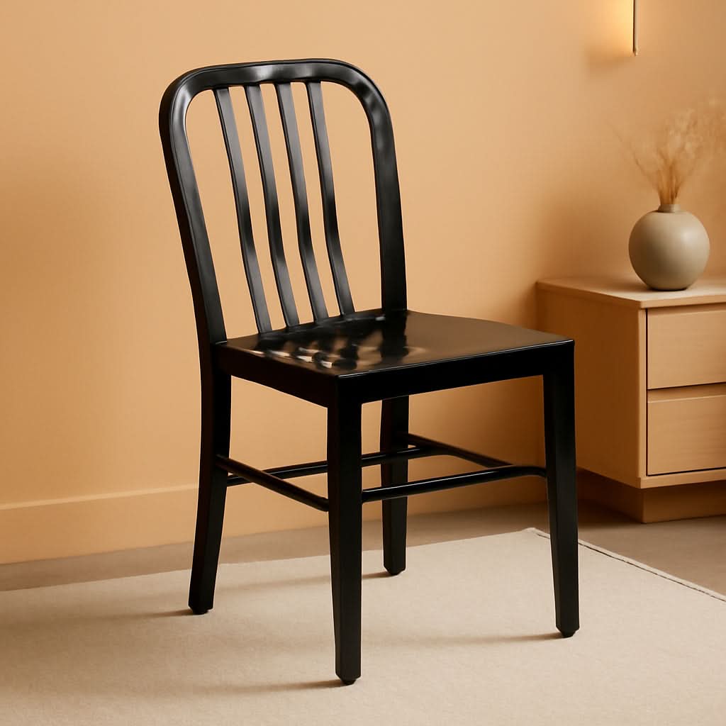 Commercial Grade Black Metal Indoor Outdoor Dining Chair