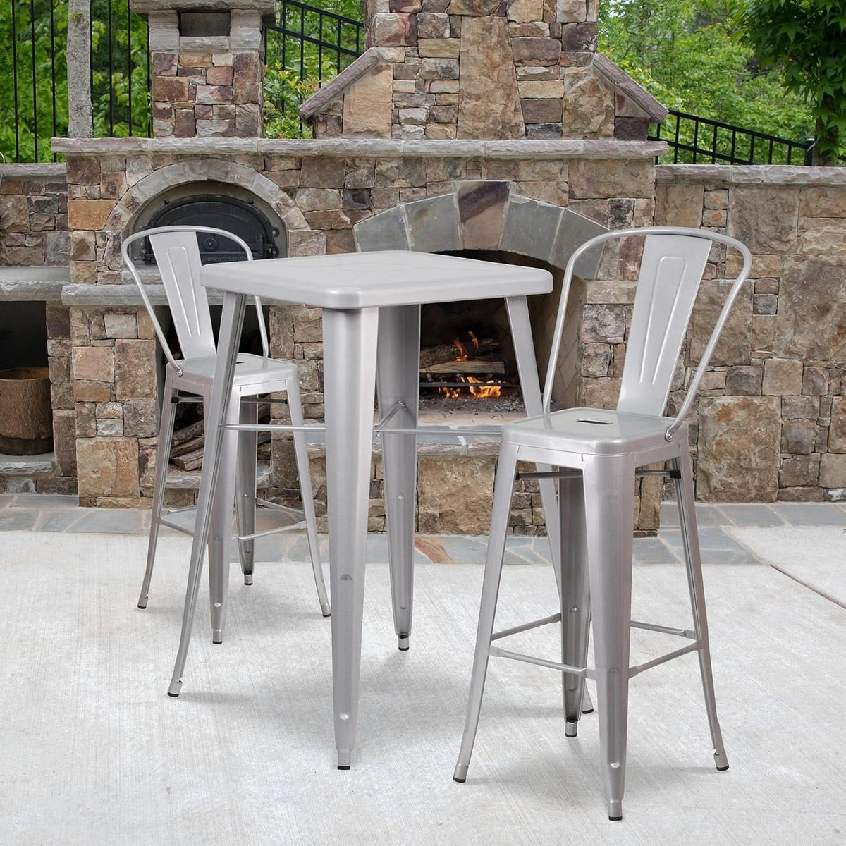 Commercial Grade Metal Barstool Set for Indoor Outdoor Use