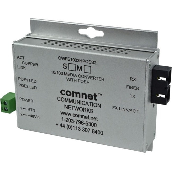 Comnet Commercial Grade 100Mbps Media Converter With 48V Poe, Mini Cwfe1003Poes/M