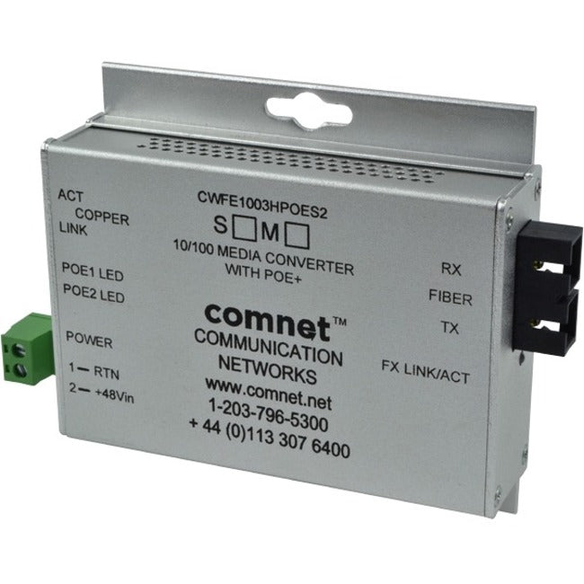 Comnet Commercial Grade 100Mbps Media Converter With 48V Poe, Mini Cwfe1005Poem/M