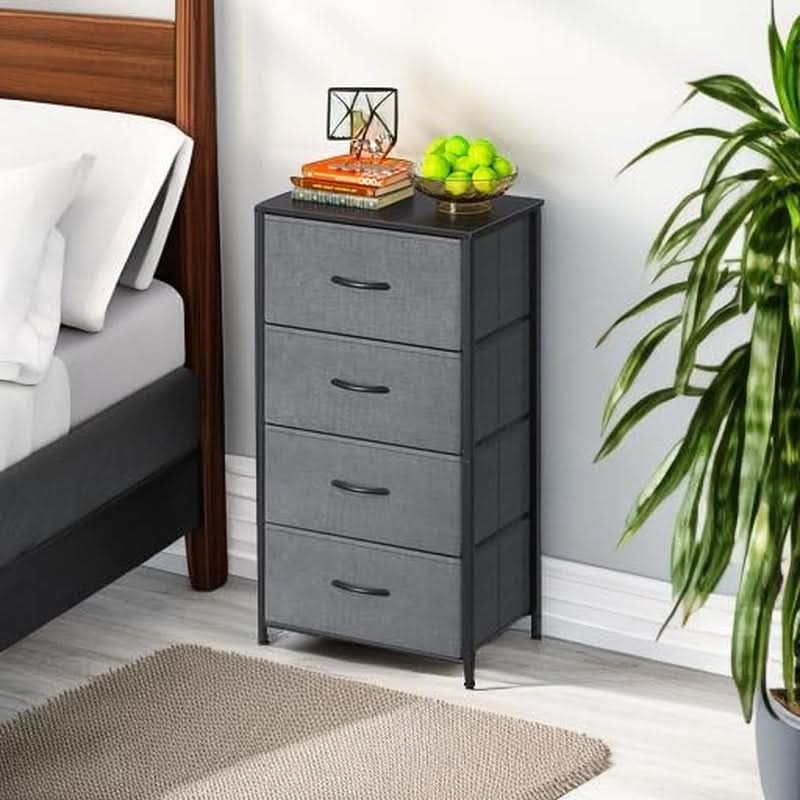 Compact 4 Drawer Dresser Dark Grey For Small Bedrooms