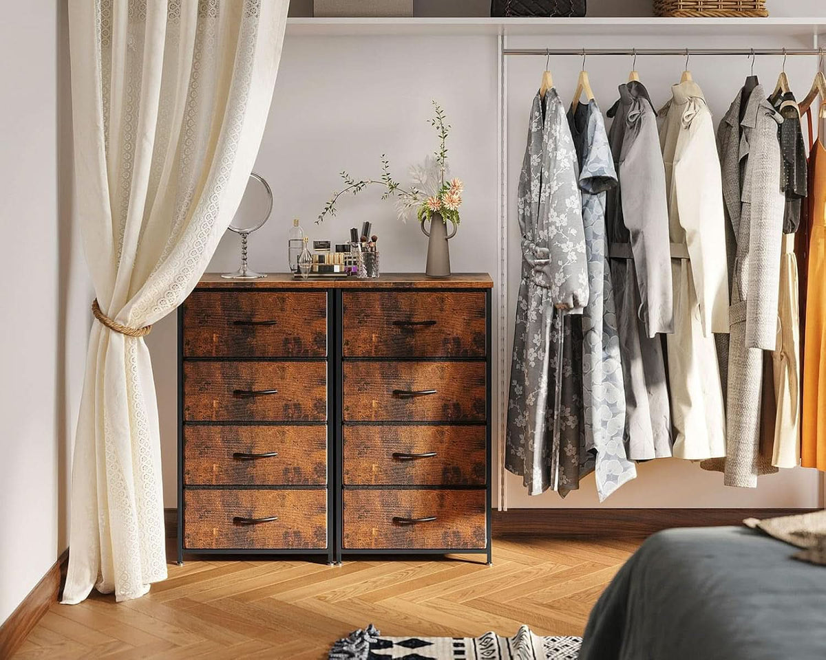 Compact Bedroom Dresser With 4 Drawers And Wood Top Steel Frame