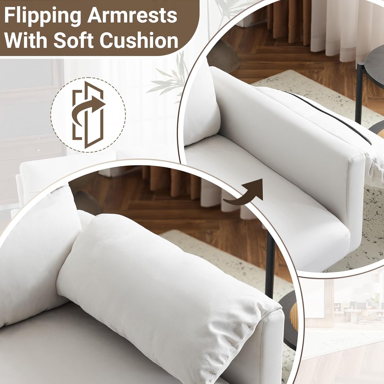 Compact Beige Mini Loveseat Sofa for Small Spaces