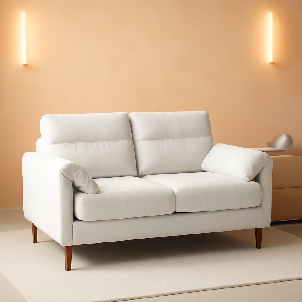 Compact Beige Mini Loveseat Sofa for Small Spaces