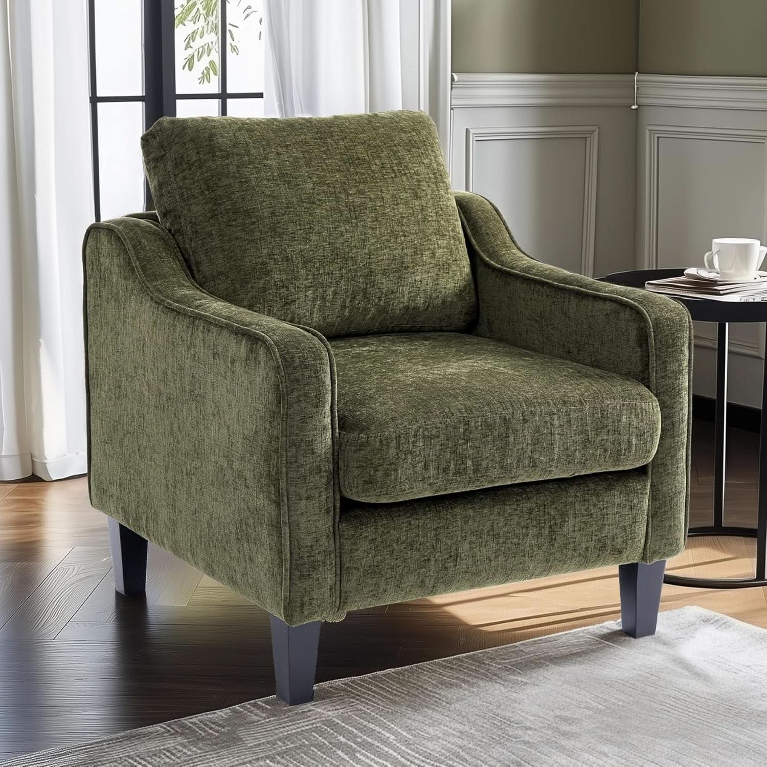 Compact Chenille Accent Chairs With Removable Covers
