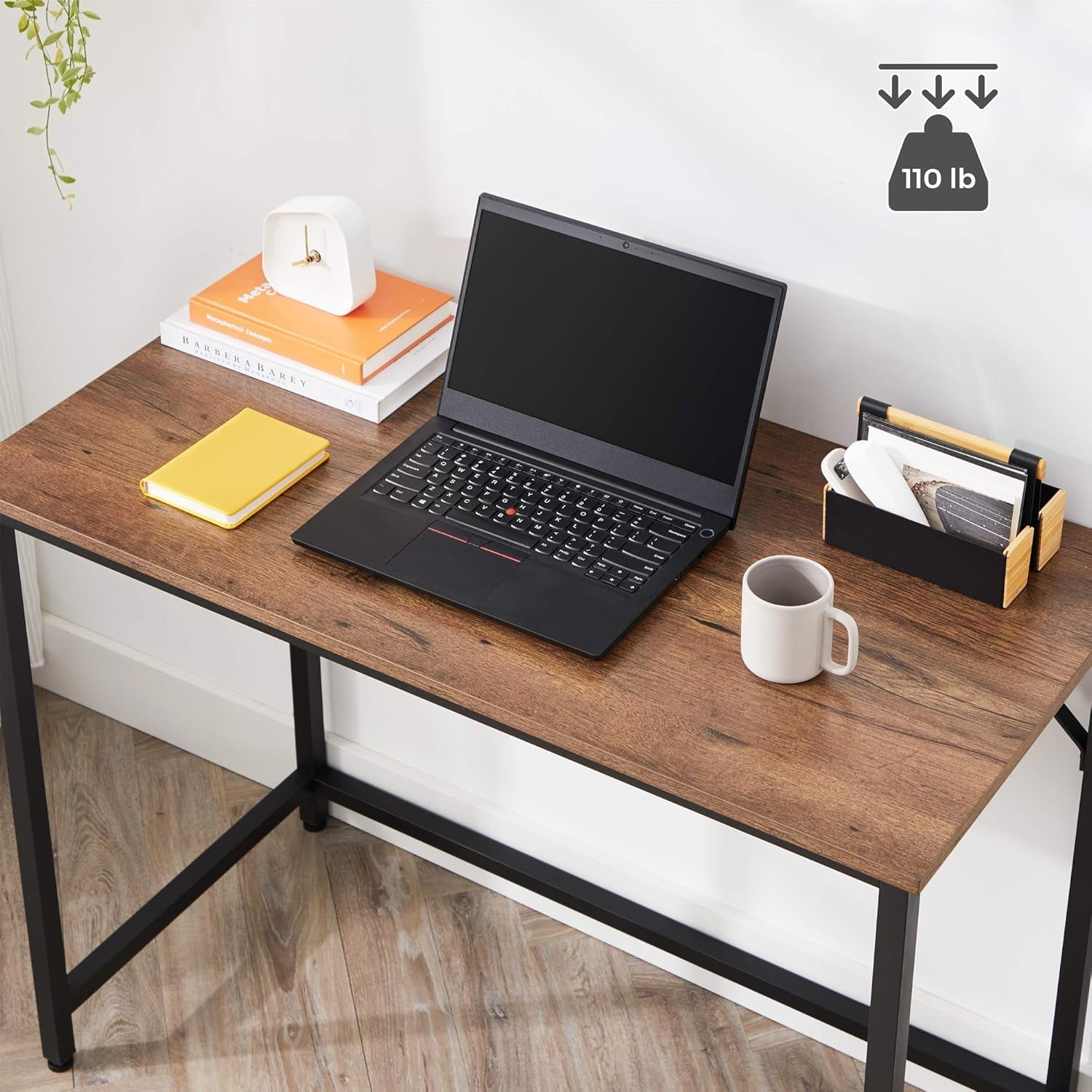Compact Computer Desk Hazelnut Brown And Black 39 Inch Wide