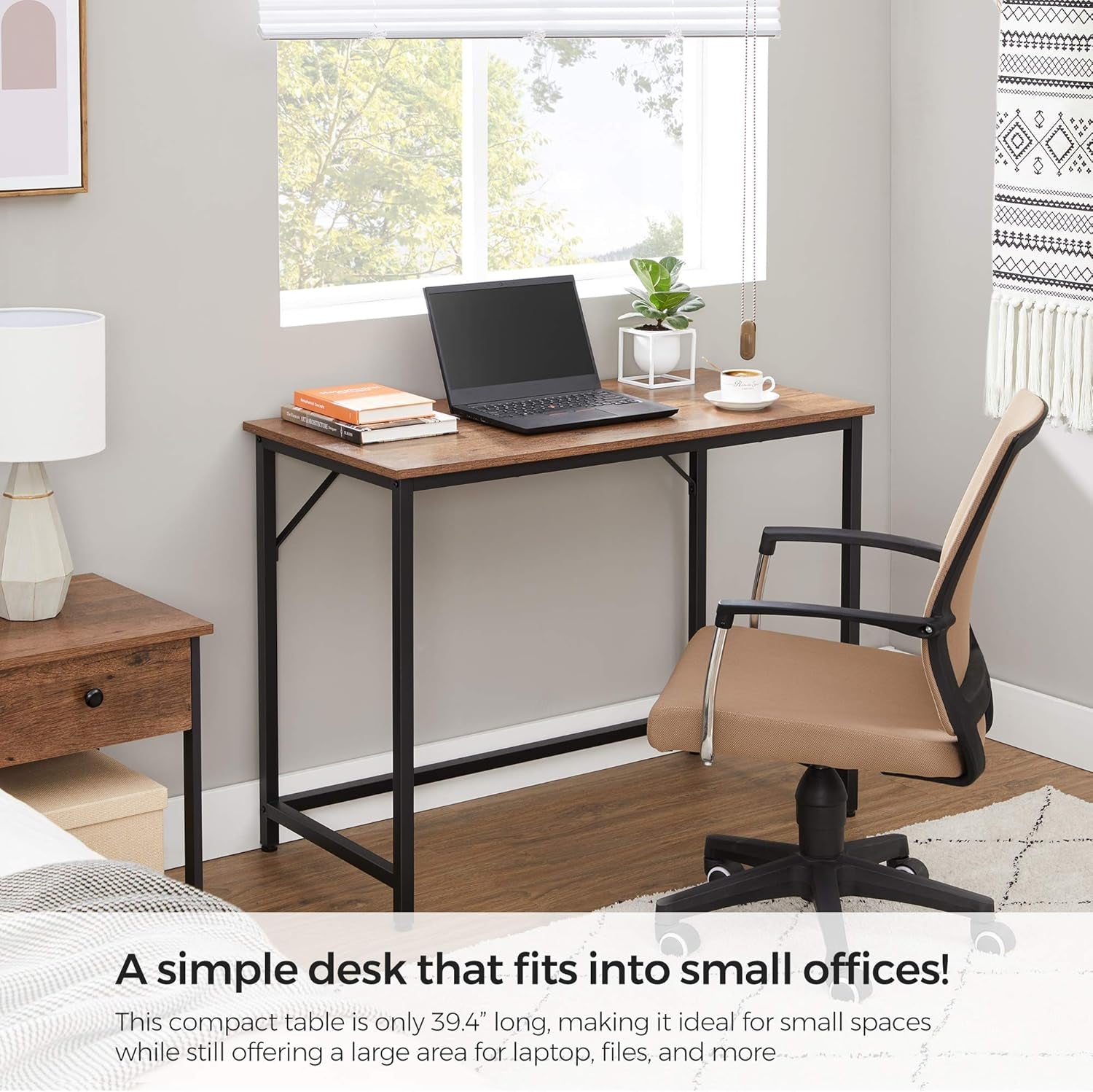 Compact Computer Desk Hazelnut Brown And Black 39 Inch Wide