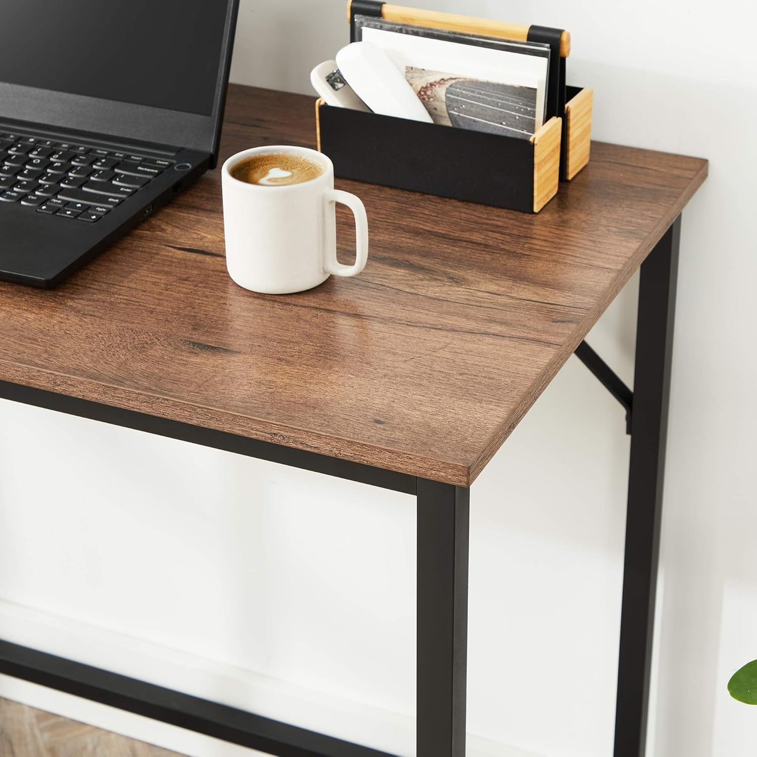 Compact Computer Desk Hazelnut Brown And Black 39 Inch Wide
