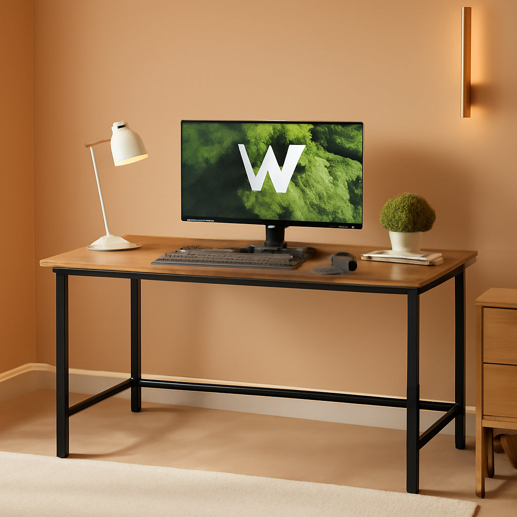 Compact Computer Desk Hazelnut Brown And Black 39 Inch Wide