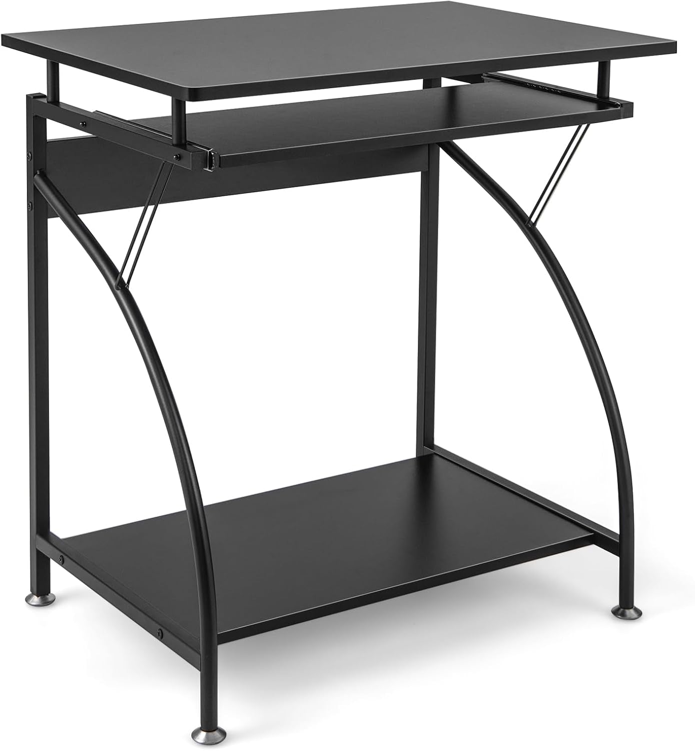 Compact Computer Desk with Keyboard Tray for Small Spaces