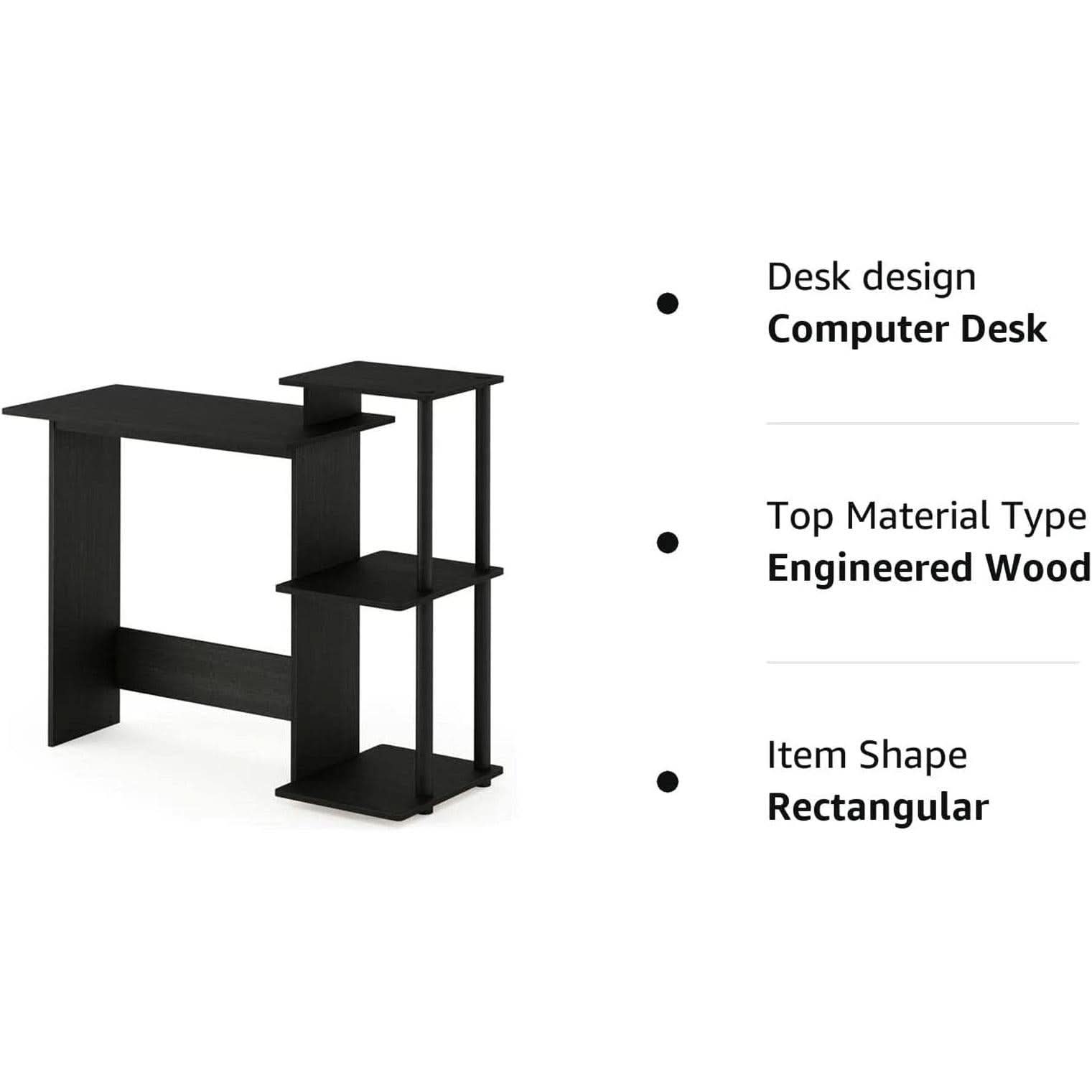 Compact Desk With Square Shelves For Home Office Printer