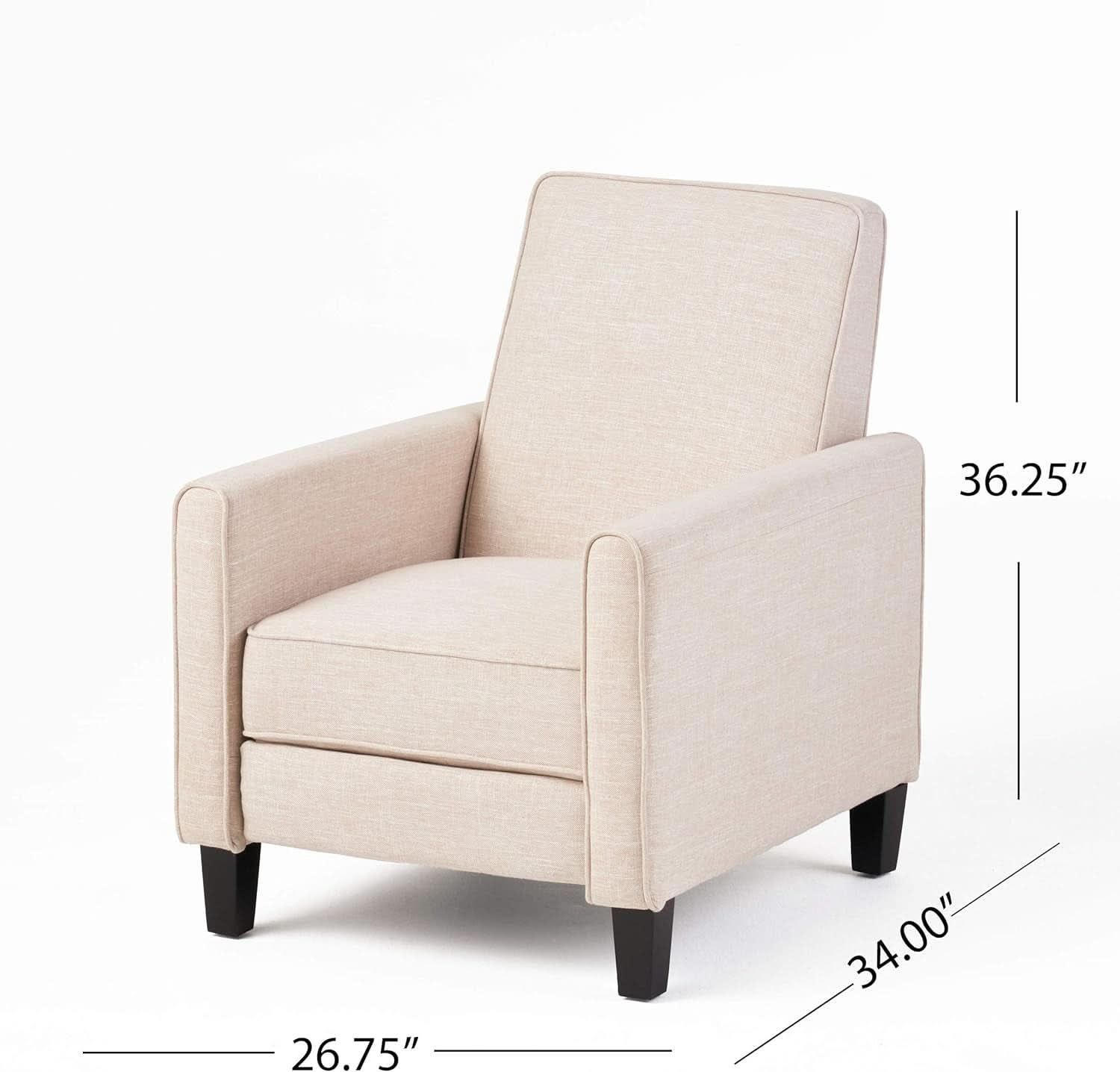 Compact Fabric Recliner Set Of 2 In Beige And Dark Brown