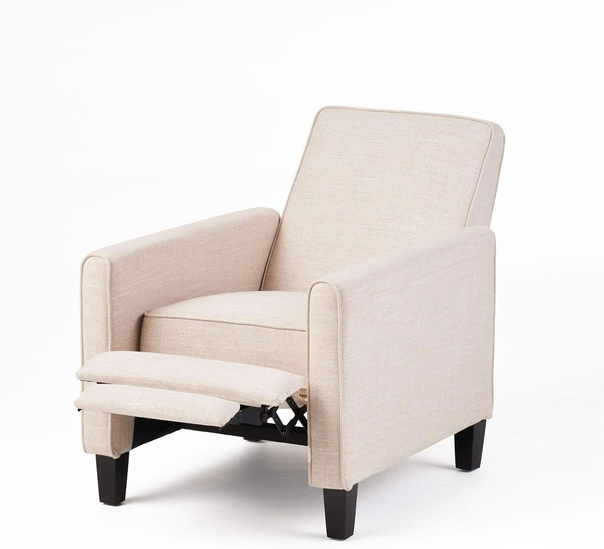 Compact Fabric Recliner Set Of 2 In Beige And Dark Brown