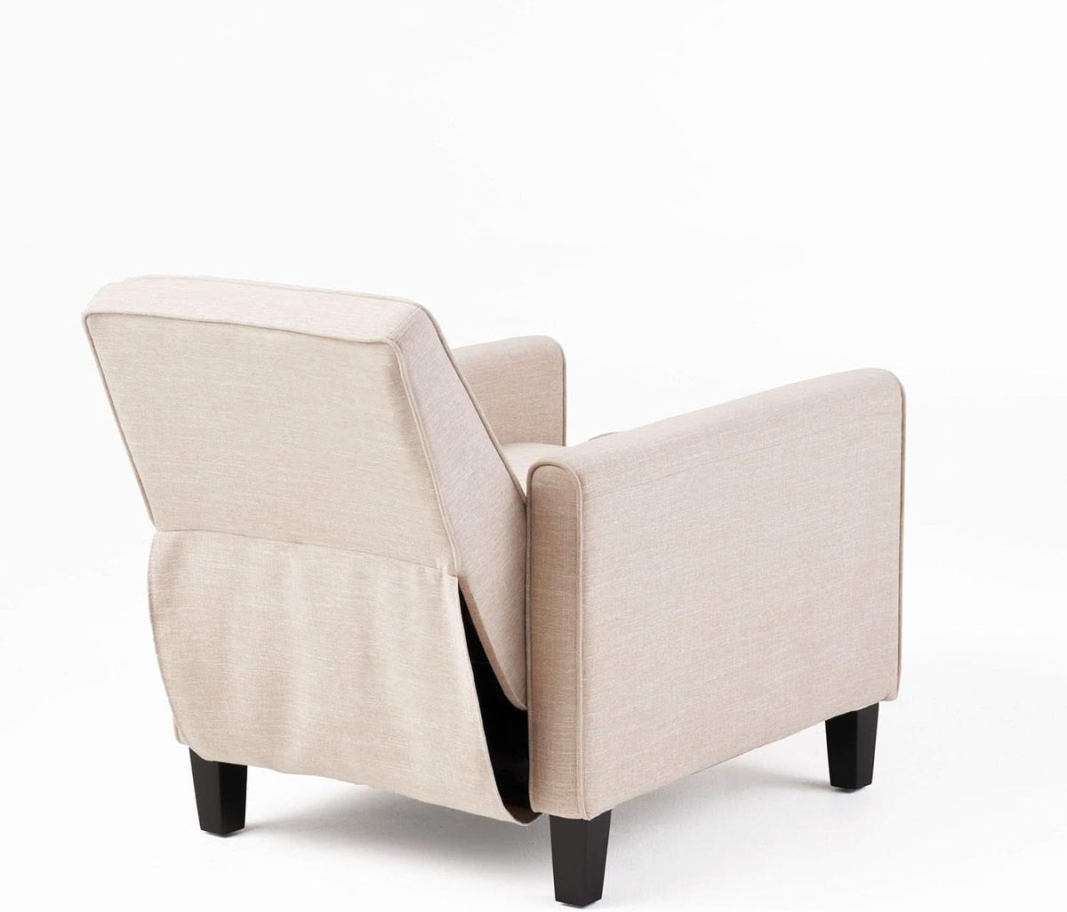 Compact Fabric Recliner Set Of 2 In Beige And Dark Brown