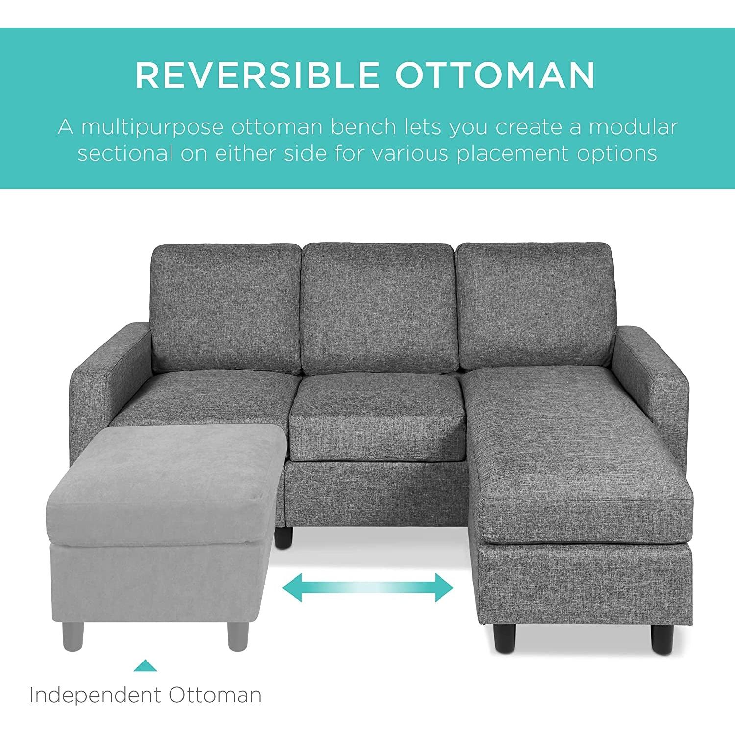 Compact Gray Sectional Sofa With Chaise Lounge Reversible