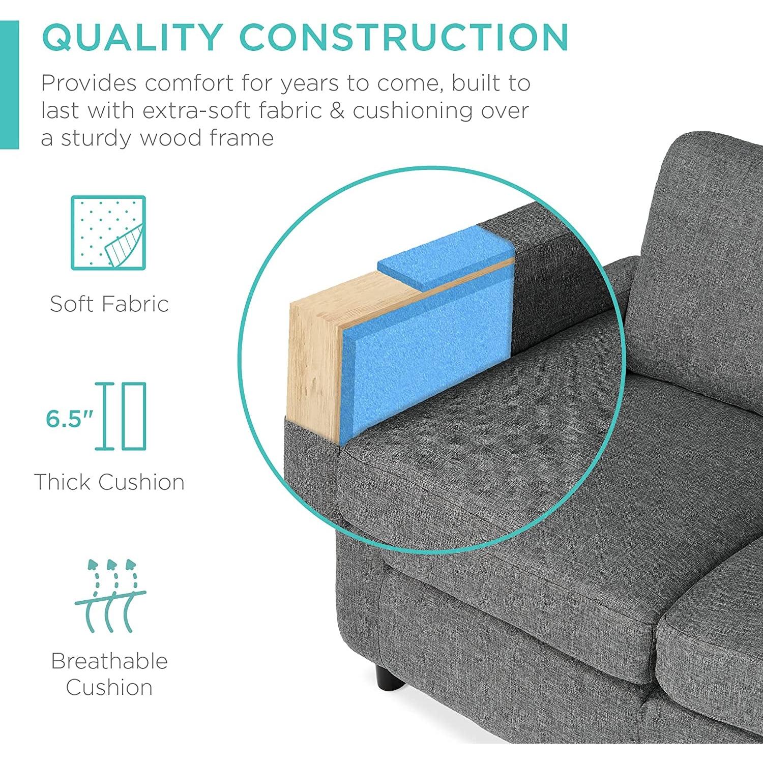 Compact Gray Sectional Sofa With Chaise Lounge Reversible
