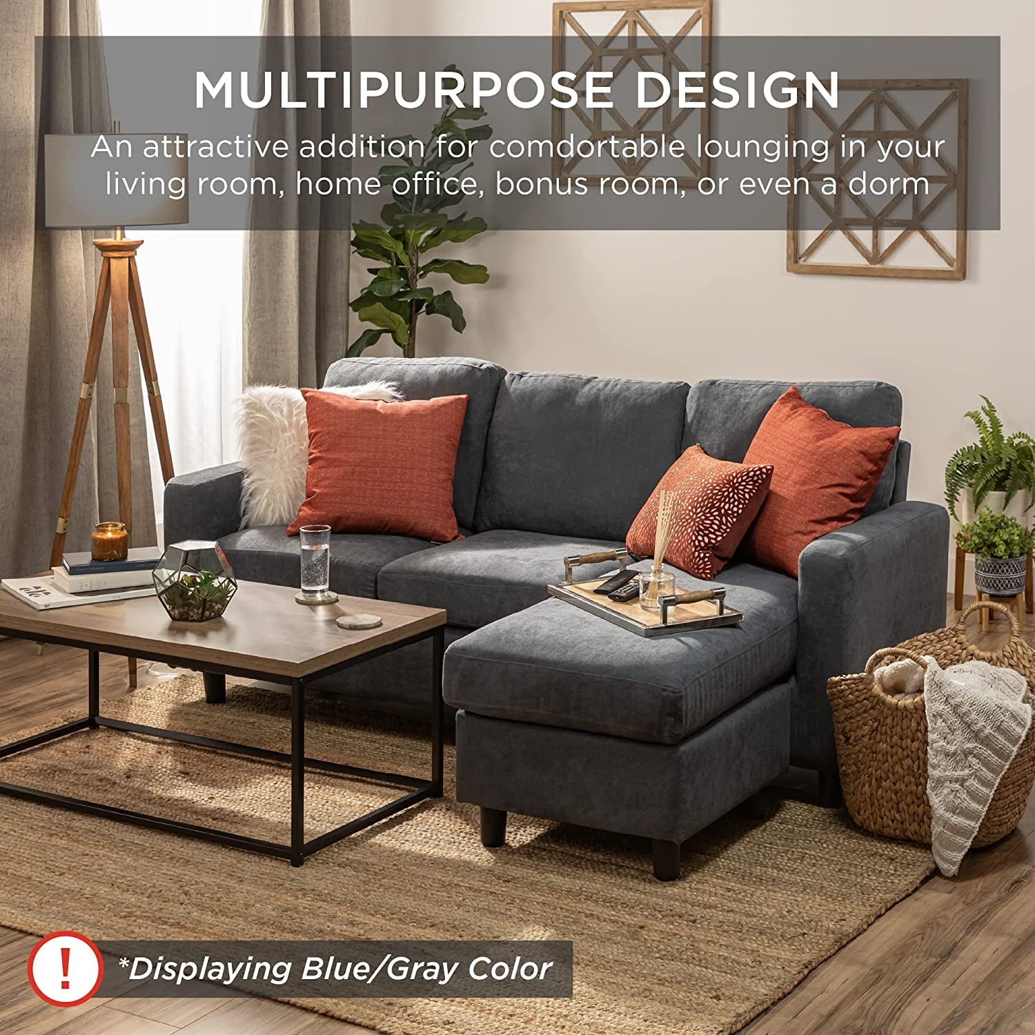Compact Gray Sectional Sofa With Chaise Lounge Reversible