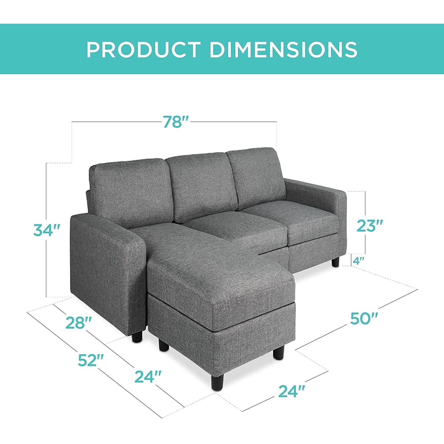 Compact Gray Sectional Sofa With Chaise Lounge Reversible