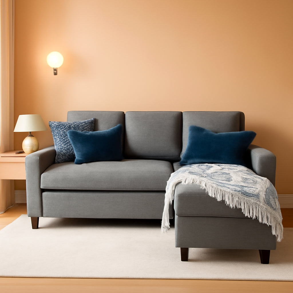Compact Gray Sectional Sofa With Chaise Lounge Reversible
