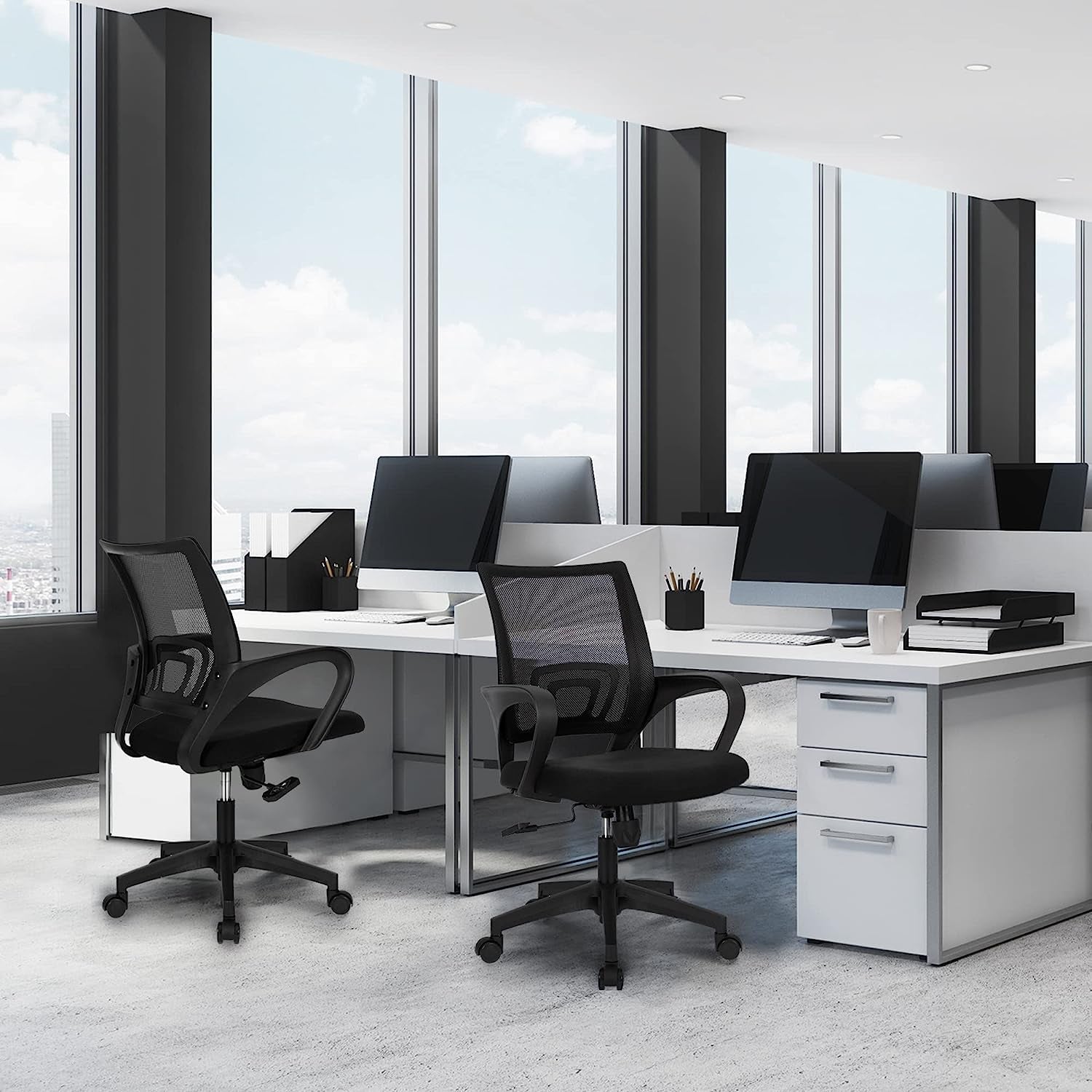 Compact Mid Back Mesh Office Chair With Lumbar Support