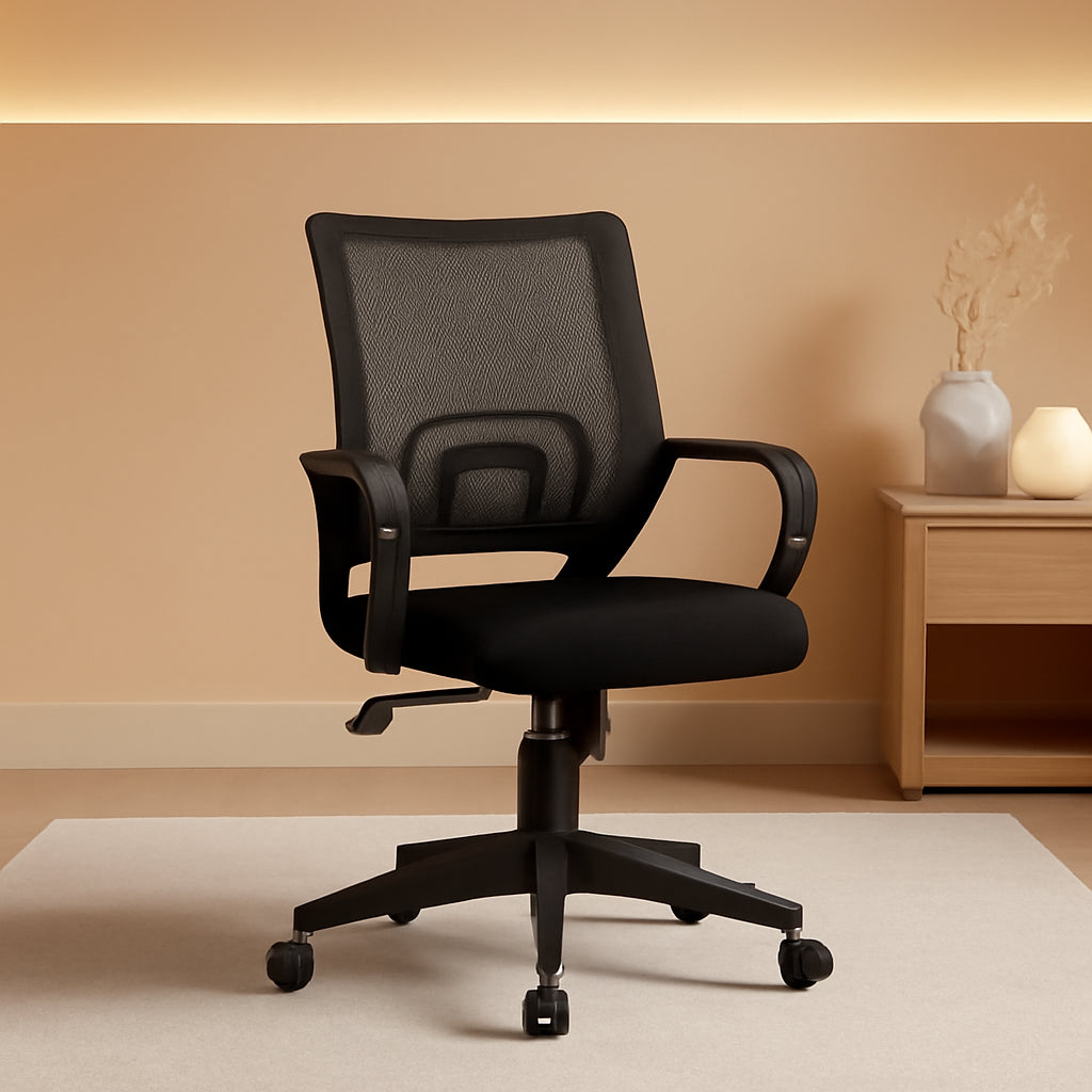 Compact Mid Back Mesh Office Chair With Lumbar Support
