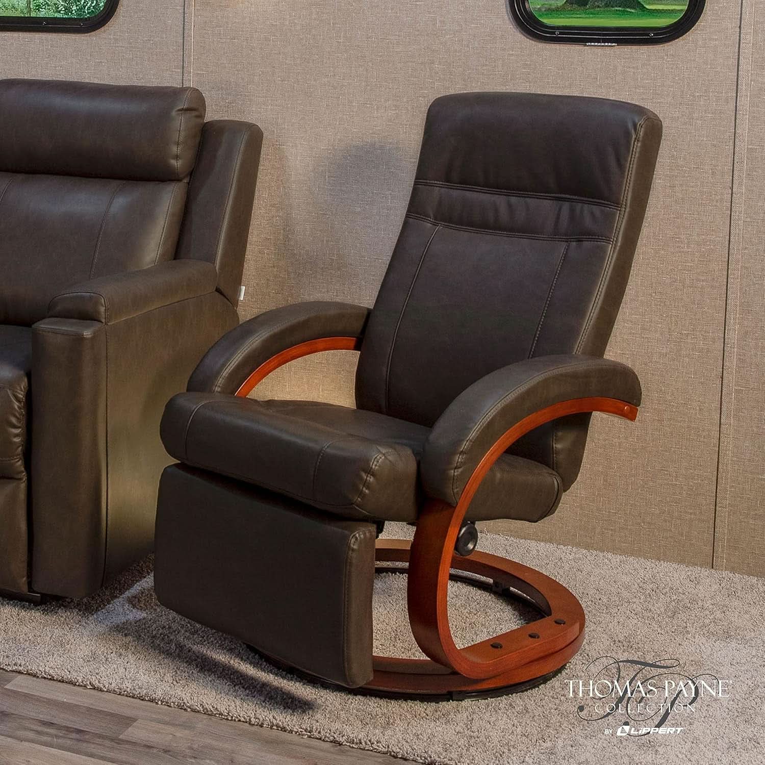 Compact RV Euro Vinyl Recliner With Footrest For Travel