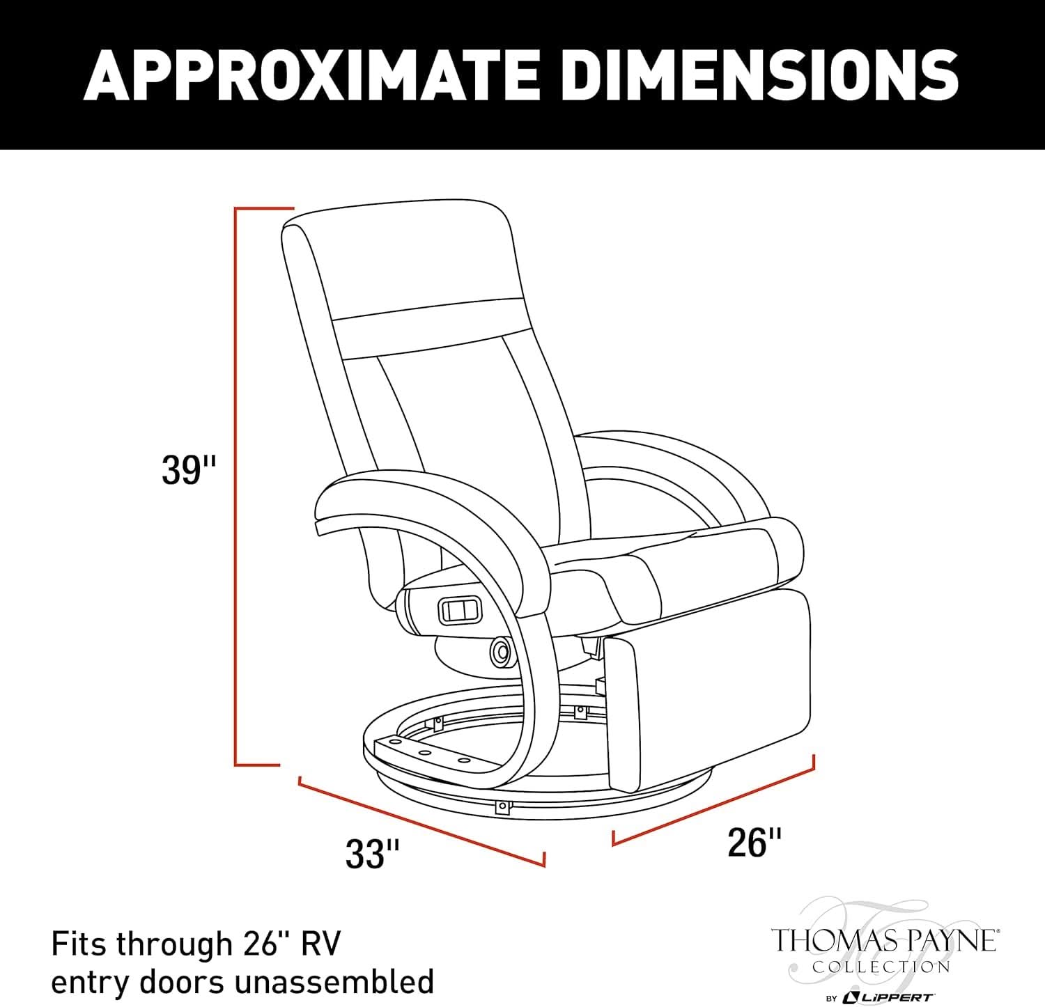 Compact RV Euro Vinyl Recliner With Footrest For Travel