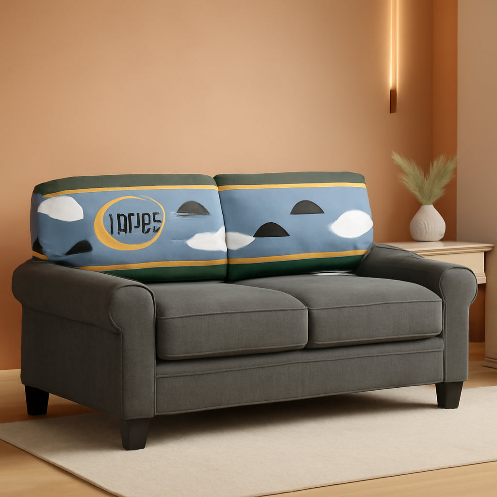Compact Rolled Arm Sofa with Soft Pillow Back