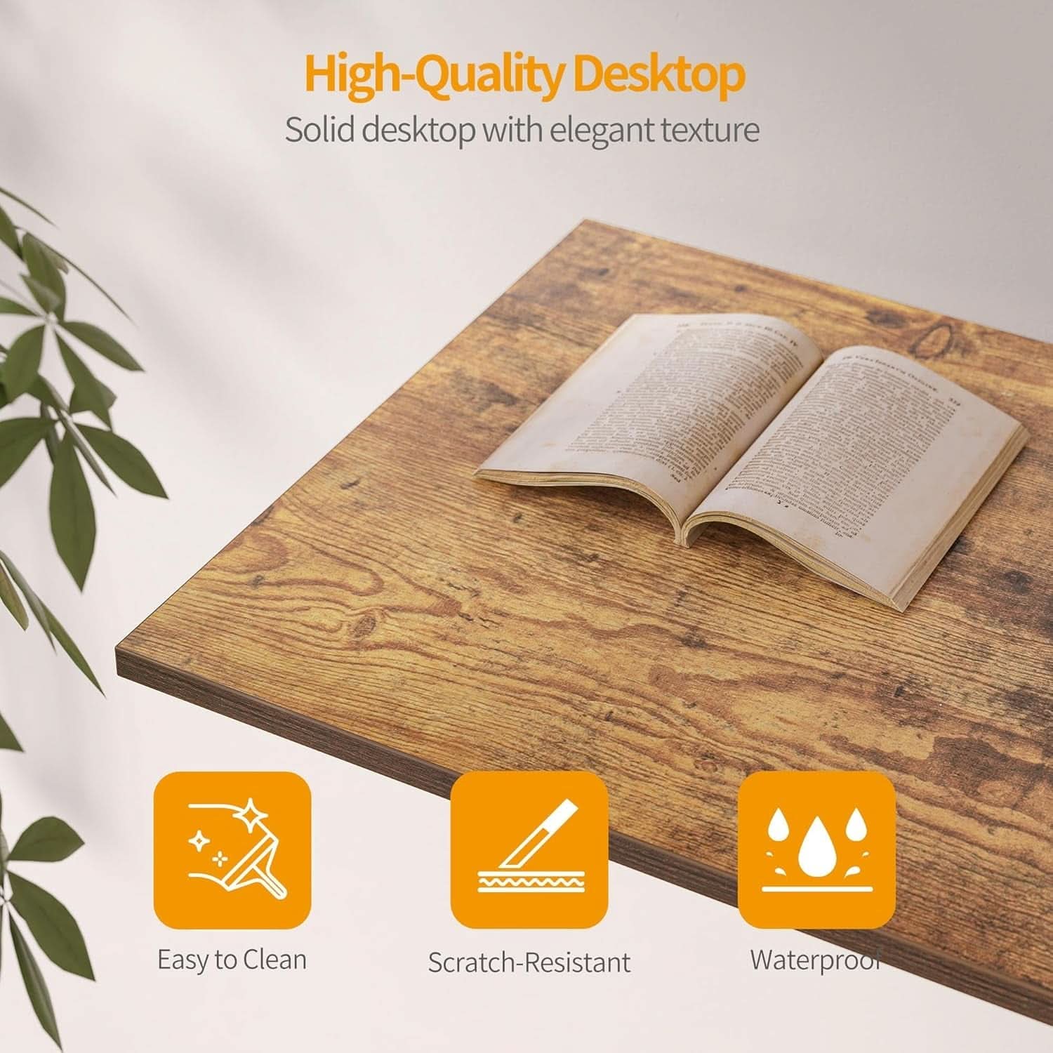 Compact Rustic Brown Computer Desk with Ample Storage