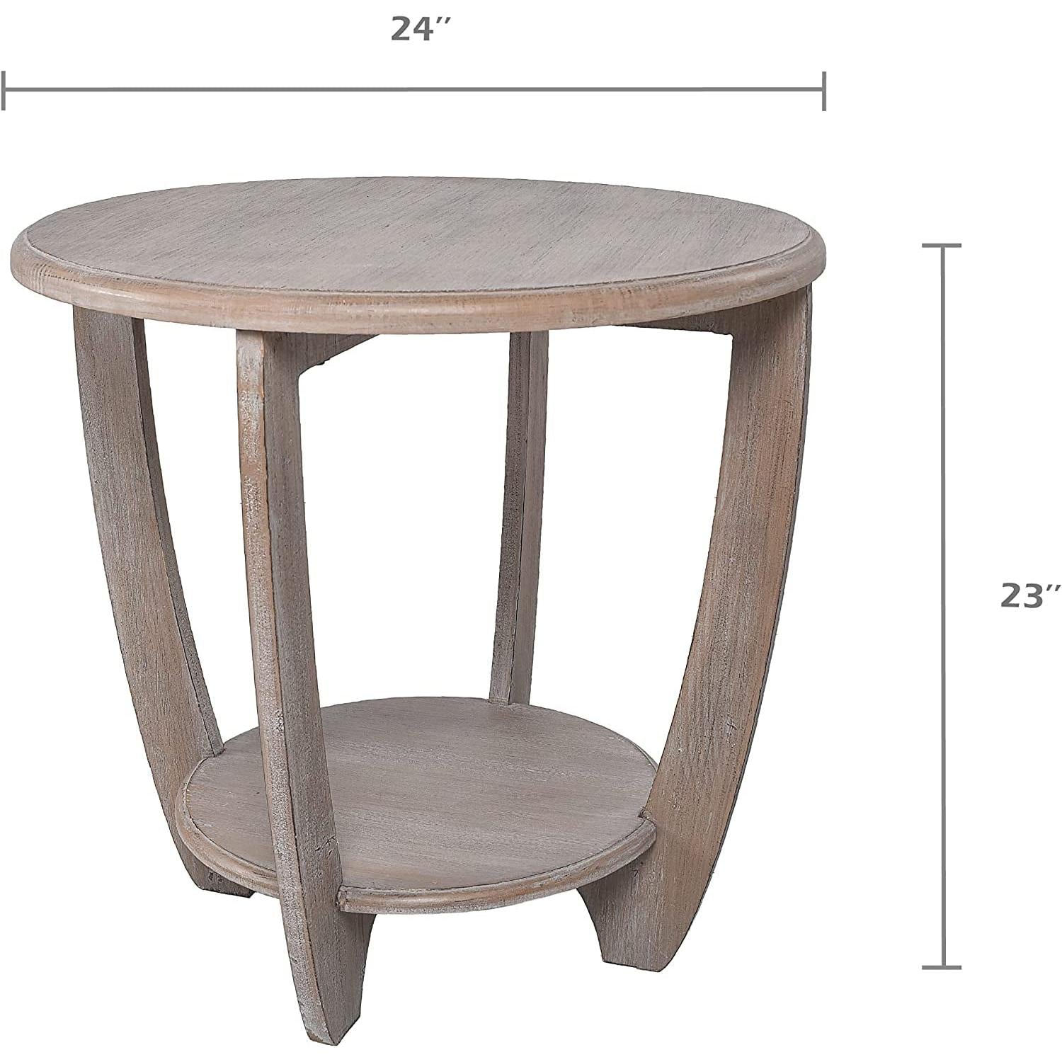 Compact Rustic French Country End Table With Storage Shelf
