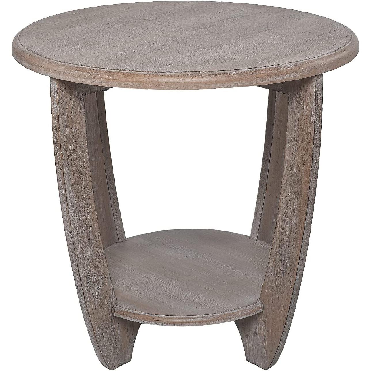 Compact Rustic French Country End Table With Storage Shelf