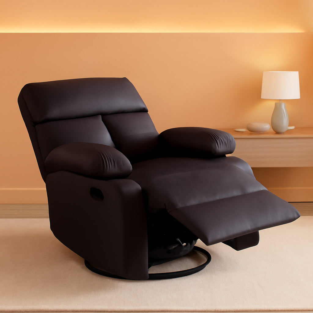Compact Swivel Rocker Recliner Chair for Small Spaces Brown