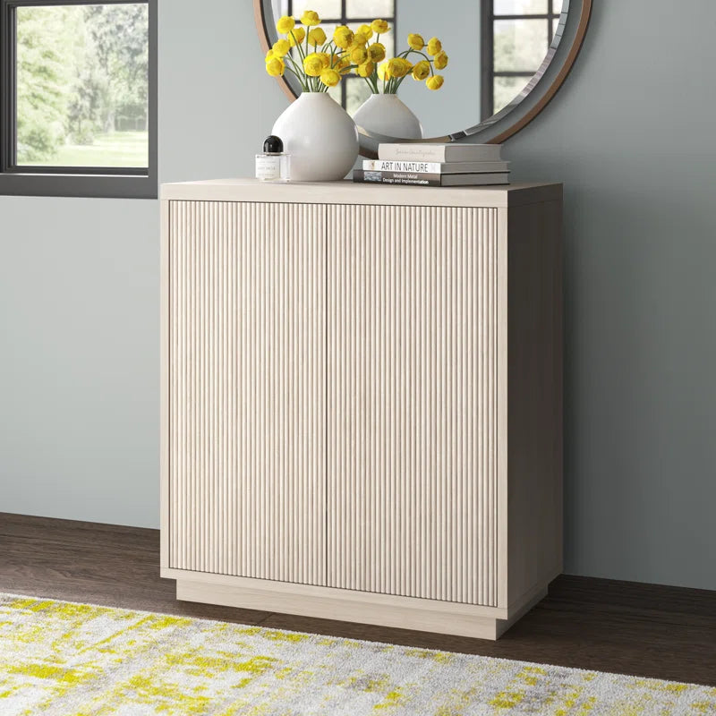 Compact Wood Grain Accent Cabinet With Adjustable Shelf