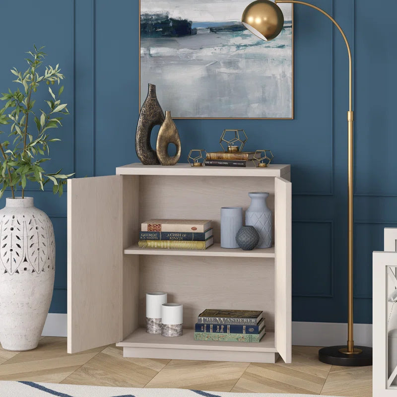 Compact Wood Grain Accent Cabinet With Adjustable Shelf