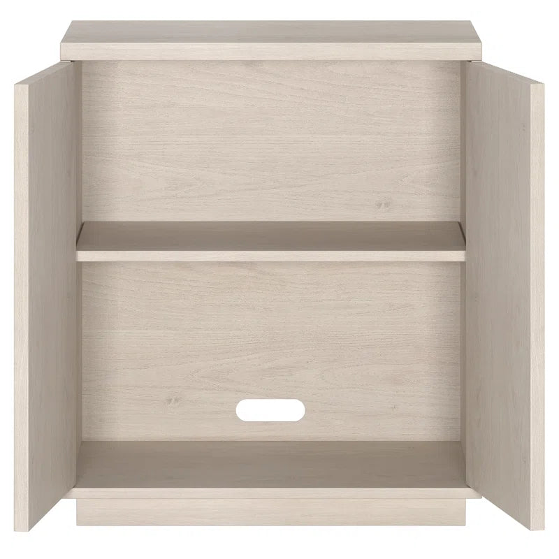 Compact Wood Grain Accent Cabinet With Adjustable Shelf