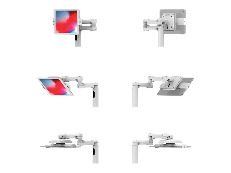 Compulocks Universal Tablet Cling Medical Rolling Cart Extended White