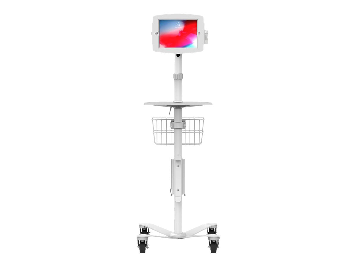 Compulocks iPad 10.2IN Space Enclosure Medical Rolling Cart Extended White