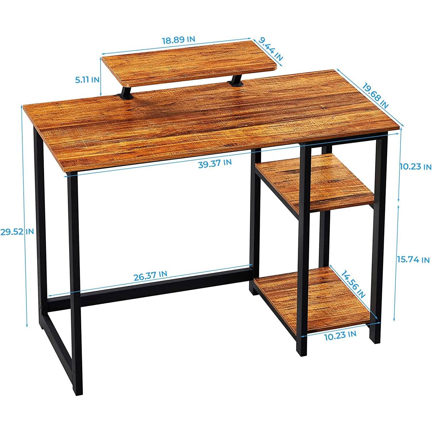 Computer Desk With Built In Monitor Stand And Storage Shelves