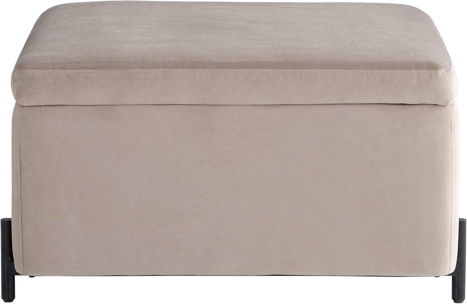 Connor Thirty One Point One Inch Taupe Velvet Storage Ottoman