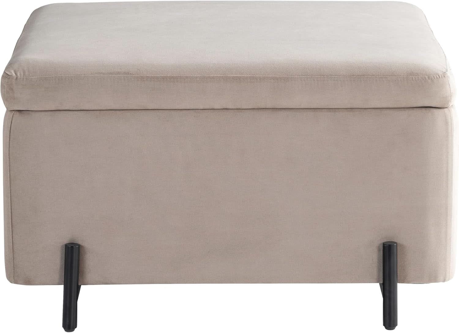 Connor Thirty One Point One Inch Taupe Velvet Storage Ottoman