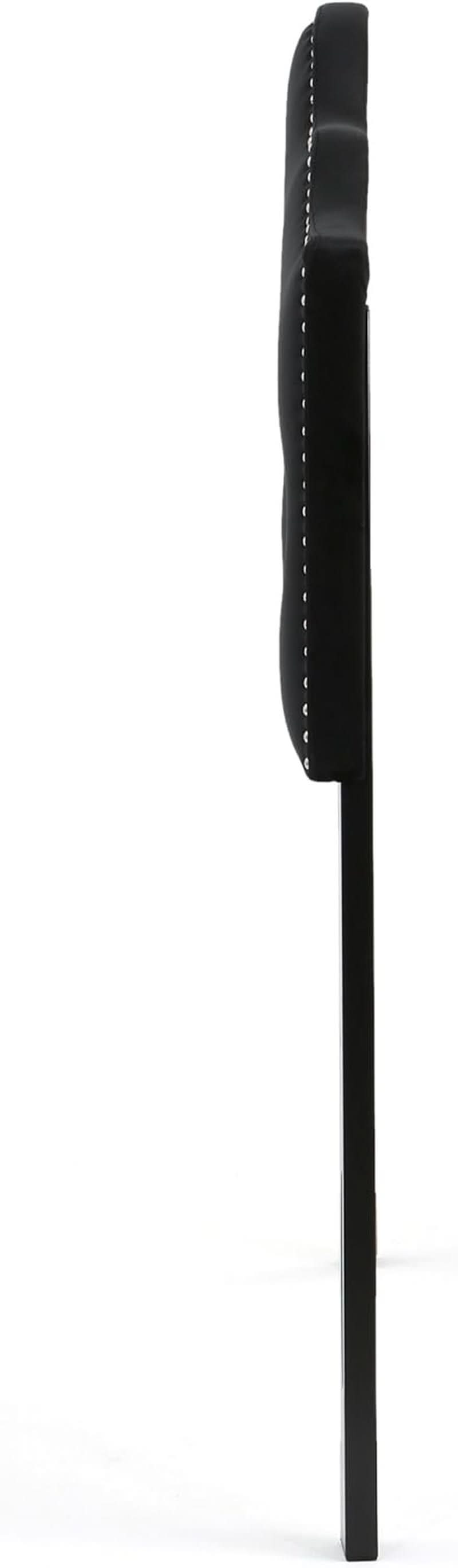 Contemporary Black Velvet Headboard with Button Tufted Design