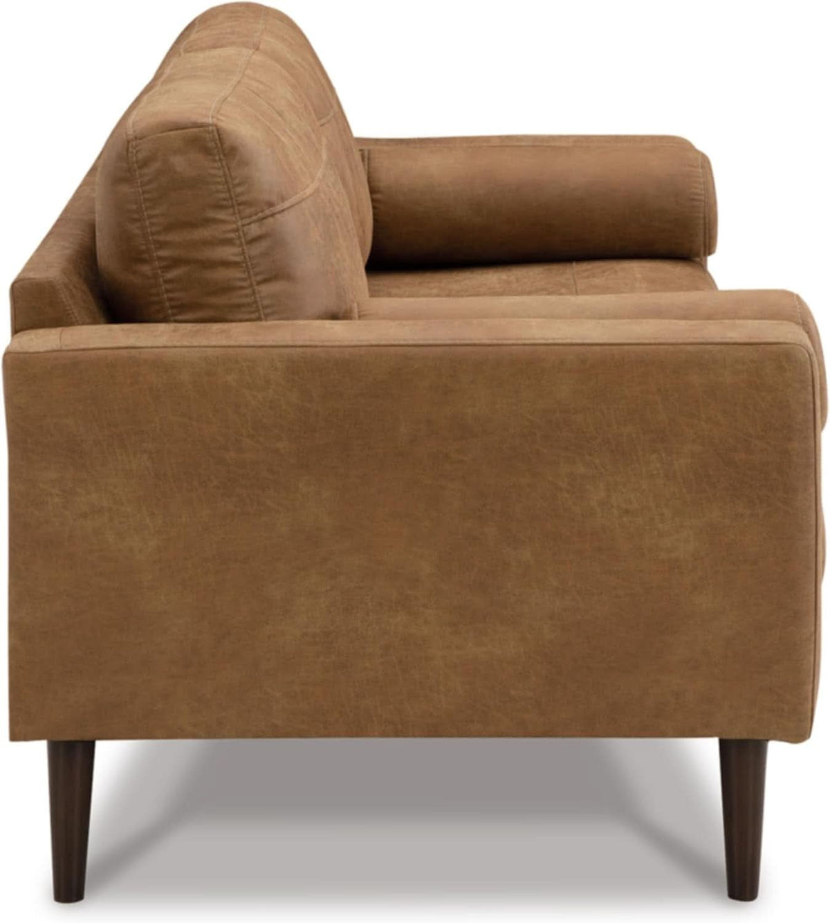 Contemporary Dark Brown Faux Leather Sofa with Pillows