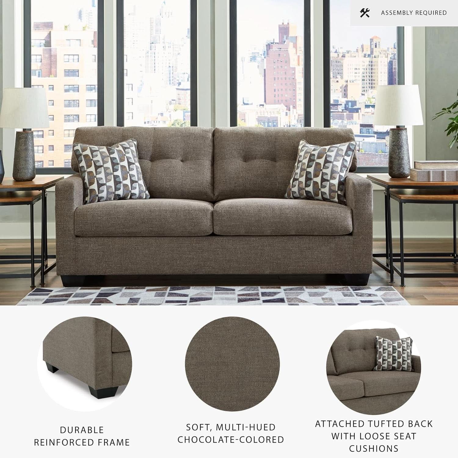 Contemporary Espresso Full Size Sofa Sleeper MemoryFoam