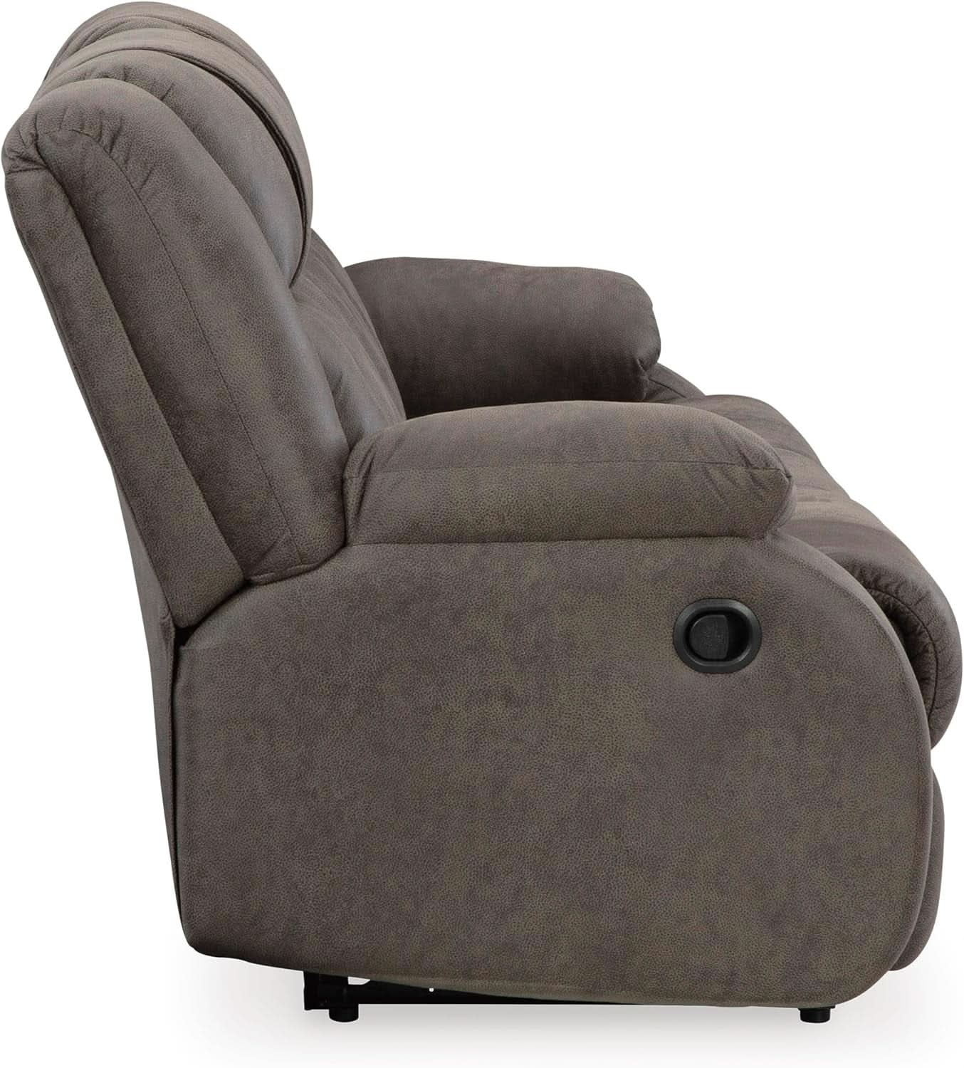 Contemporary Gray Faux Leather Manual Reclining Sofa