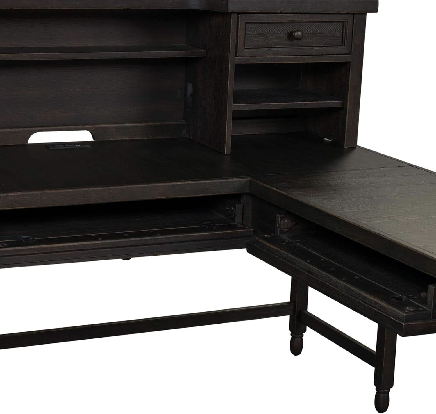 Contemporary L Shaped Desk USB Charging Drawer