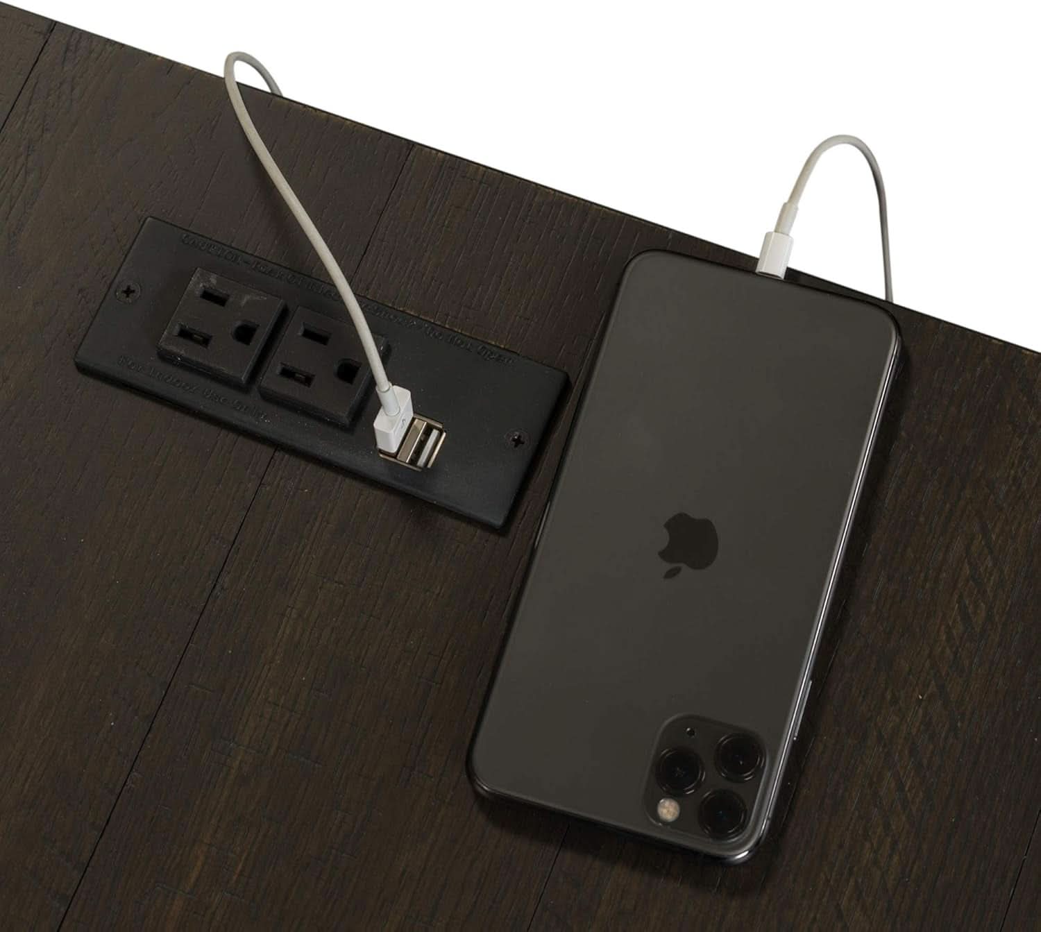 Contemporary L Shaped Desk USB Charging Drawer